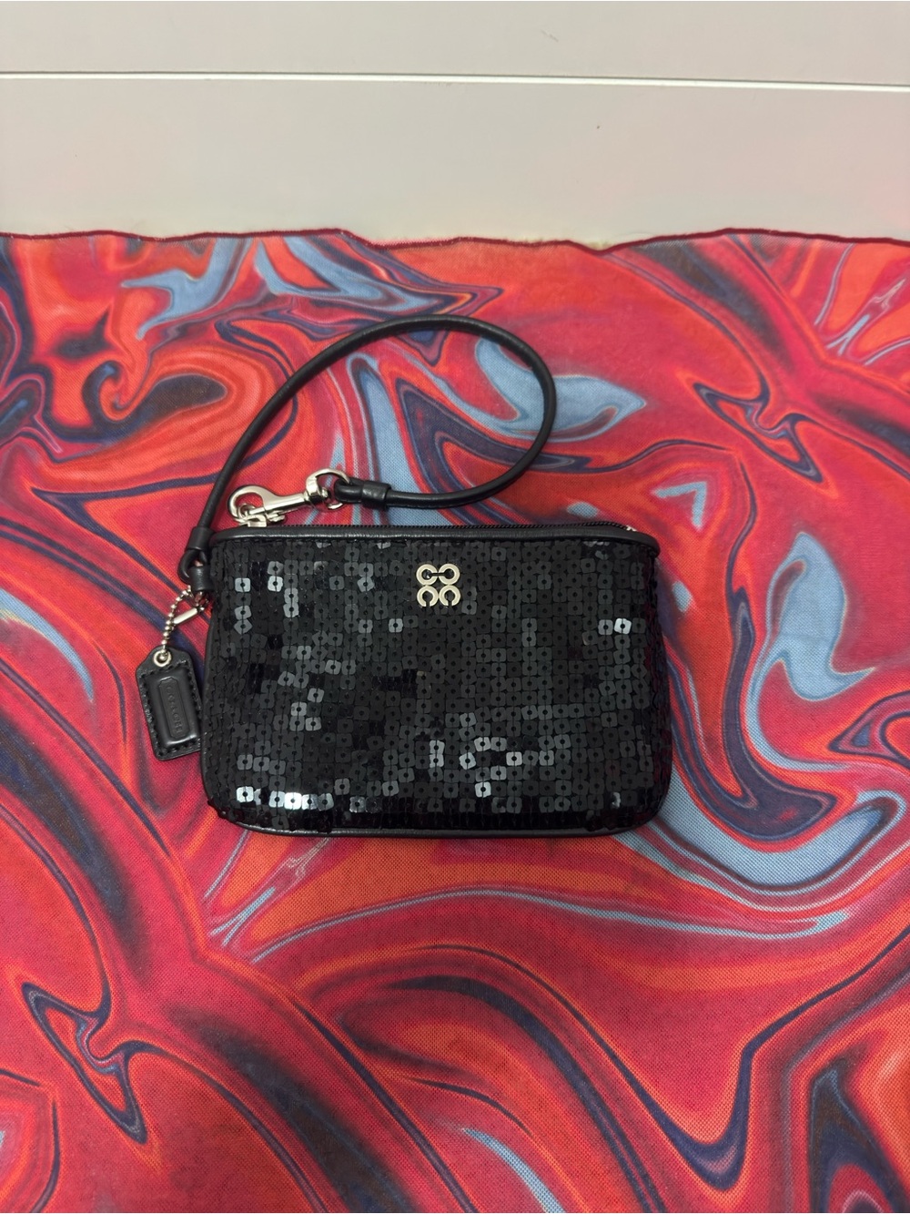 Vintage Coach Black Sequin Op Art Special Occasion Wristlet 🖤